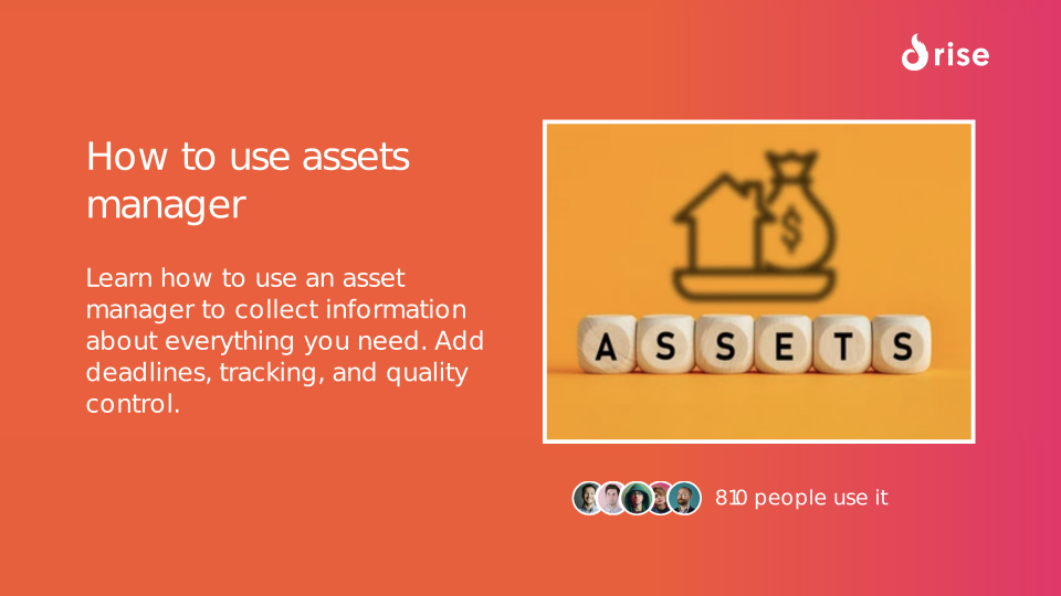 How to use assets manager